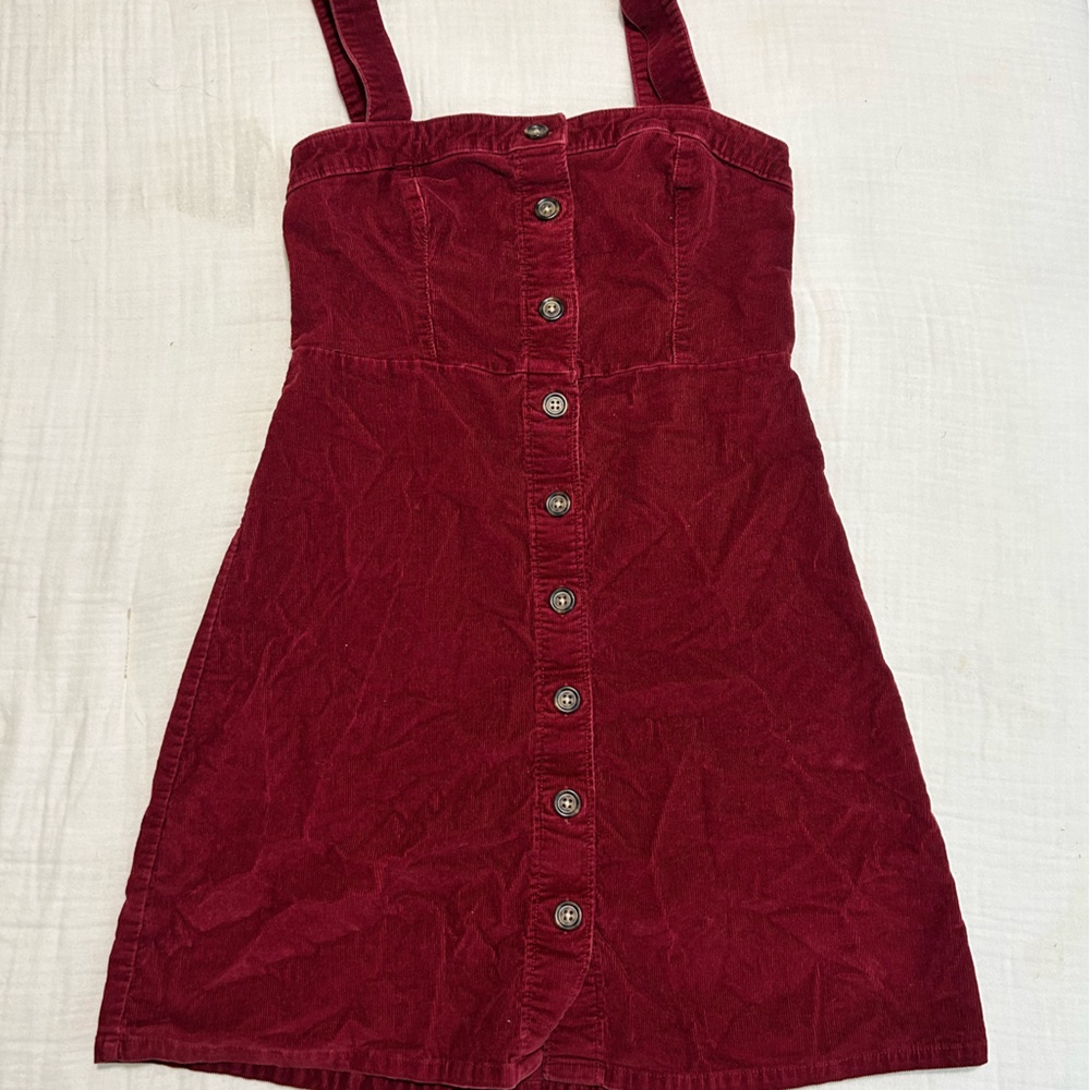 deep red corduroy dress